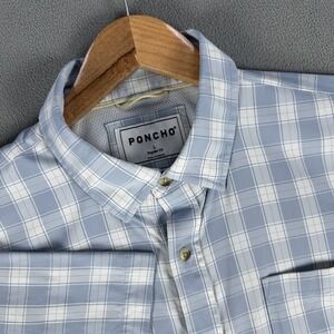PONCHO Light Blue Plaid Button-Down Shirt L